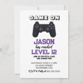 ビデオゲームレベルアップミニマル誕生日 招待状 (正面)