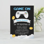 ビデオゲームレベルアップ誕生日パーティー 招待状 (スタンド正面)