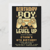 ビデオゲームレベルアップ 誕生日パーティー招待状 招待状 (正面)