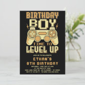 ビデオゲームレベルアップ 誕生日パーティー招待状 招待状 (スタンド正面)