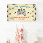 ビデオゲームレベルアンロックゲーマーボーイメンズ誕生日 横断幕 (インサイチュ)