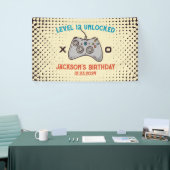 ビデオゲームレベルアンロックゲーマーボーイメンズ誕生日 横断幕 (トレードショー)