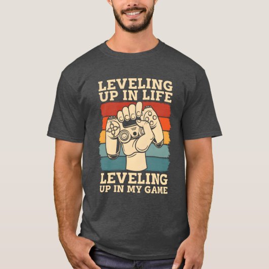 ビデオゲームレベル ファミリー ユーモア Tシャツ (正面)
