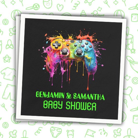 ビデオゲーム中立ベビーシャワー スタンダードカクテルナプキン