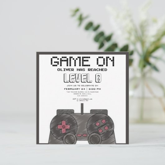 ビデオゲーム写真の誕生日 招待状 (スタンド正面)