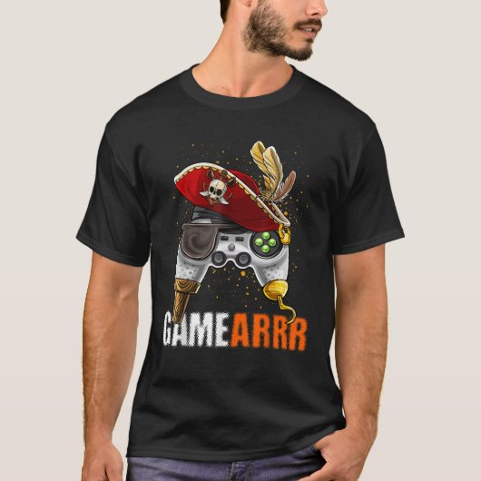 ビデオゲーム制御器ハロウィーン海賊コスチューム少年 Tシャツ (正面)