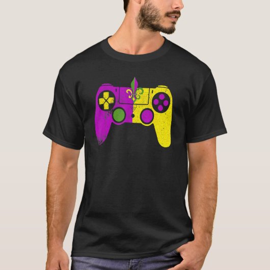 ビデオゲーム制御装置マルディグラスカーニバルマスクファイル Tシャツ (正面)
