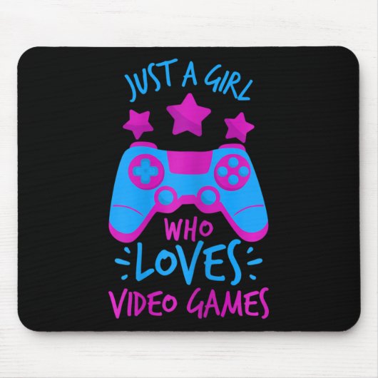 ビデオゲーム好きな女の子のためのゲームTシャツ マウスパッド (正面)
