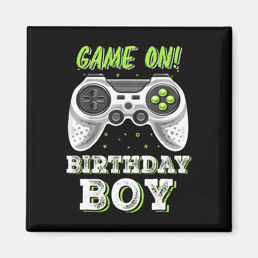 ビデオゲーム好きな男の子の誕生日パーティーの飾り付けの時間だよ マグネット (正面)