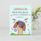 ビデオゲーム子供の誕生日パーティの招待状 シーズンカード (スタンド正面)