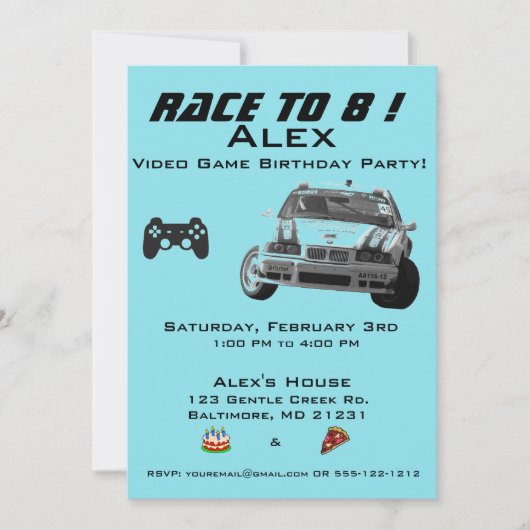 ビデオゲーム子供の誕生日パーティの招待状 招待状 (正面)