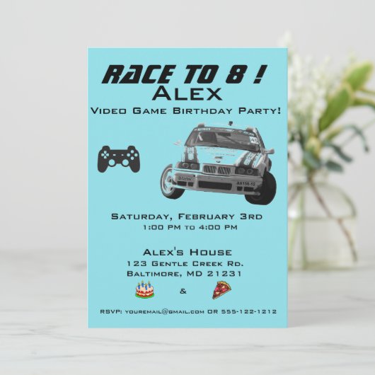 ビデオゲーム子供の誕生日パーティの招待状 招待状 (スタンド正面)