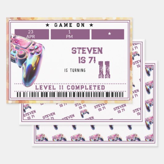 ビデオゲーム子供の誕生日 ラッピングペーパーシート (セット)