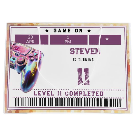 ビデオゲーム子供の誕生日 ラージペーパーバッグ (正面)