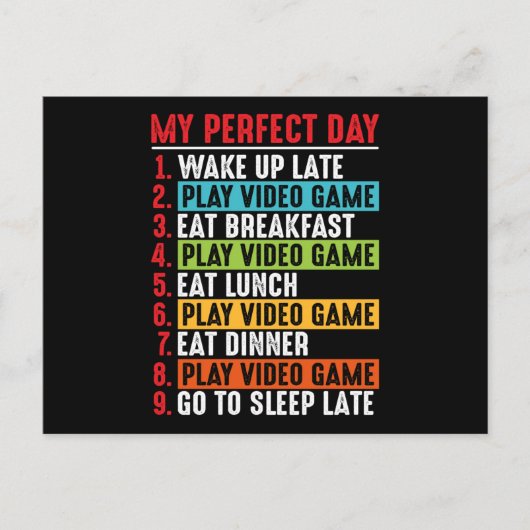 ビデオゲーム引用文マイプレフェクトデイ |ビデオゲーム ポストカード (正面)