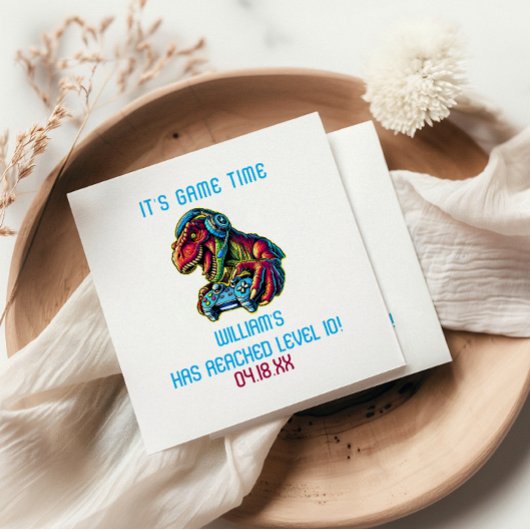 ビデオゲーム恐竜ゲーム誕生日パーティー スタンダードカクテルナプキン