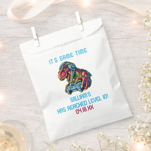 ビデオゲーム恐竜ゲーム誕生日パーティー フェイバーバッグ (クリップ留めされた状態)