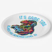 ビデオゲーム恐竜ゲーム誕生日パーティー ペーパープレート (アングル)