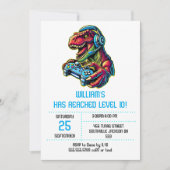 ビデオゲーム恐竜ゲーム誕生日パーティー 招待状 (正面)