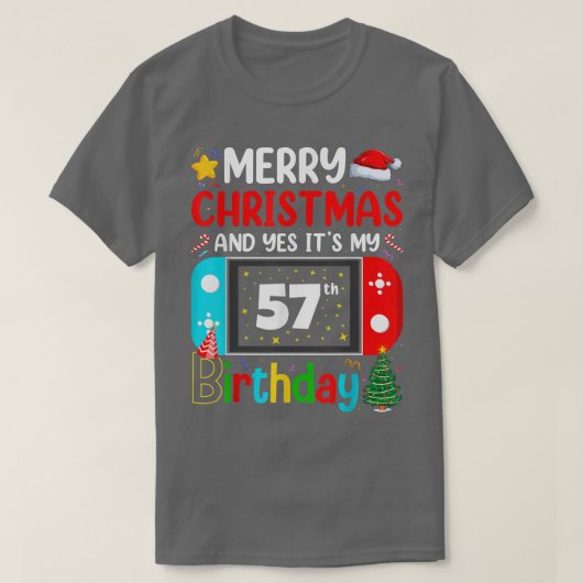 ビデオゲーム愛好家メリークリスマスYes私の57th Tシャツ (デザイン正面)