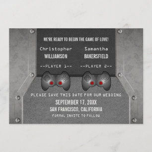 ビデオゲーム日付の保存招待状，グレー セーブザデート