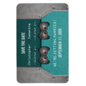 ビデオゲーム日付磁石を保存する,ティール(緑がかった色) マグネット (縦)