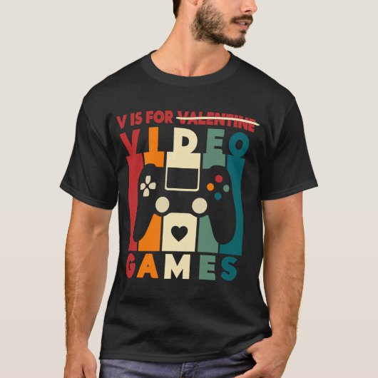 ビデオゲーム用Vレトロヴィンテージ Tシャツ (正面)