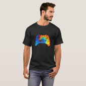 ビデオゲーム絞り染めおもしろいゲーミングコントローラゲーマーH Tシャツ (正面フル)
