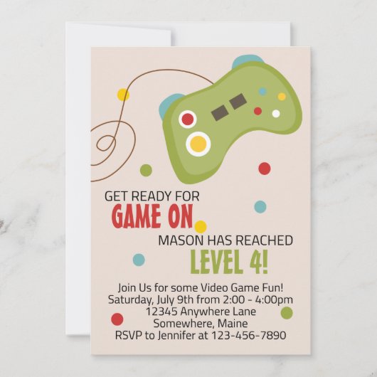 ビデオゲーム誕生日スランバーパーティの招待状 招待状 (正面)