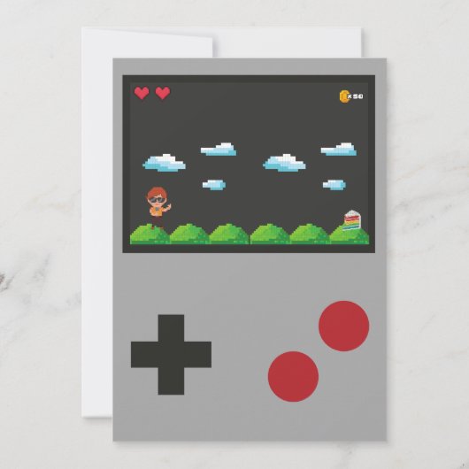 ビデオゲーム誕生日パーティーの招待 招待状 (裏面)