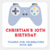 ビデオゲーム誕生日パーティー スクエアシール (正面)