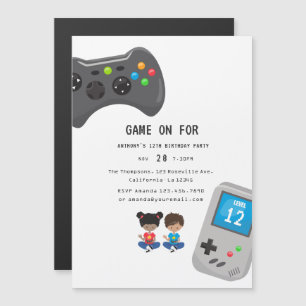 ビデオゲーム誕生日パーティー マグネット招待状