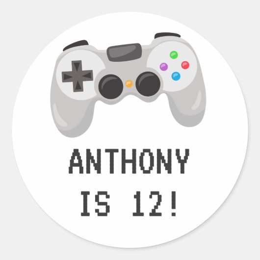 ビデオゲーム誕生日パーティー ラウンドシール (正面)