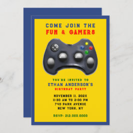 ビデオゲーム誕生日パーティー 招待状