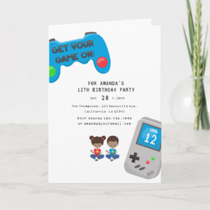 ビデオゲーム誕生日パーティー 招待状