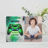 ビデオゲーム誕生日写真 招待状 (スタンド正面)