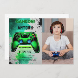 ビデオゲーム誕生日写真 招待状