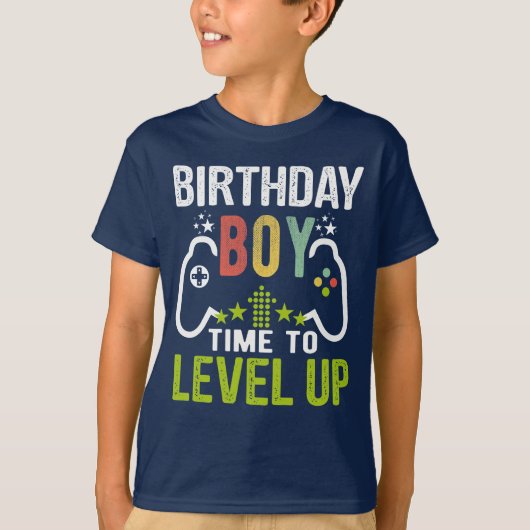 ビデオゲーム誕生日少年の時間レベルアップギフトボーイズ Tシャツ (正面)