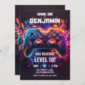 ビデオゲーム誕生日招待状アーケード招待状 招待状 (正面/裏面)