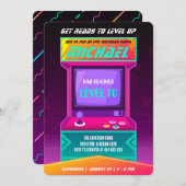 ビデオゲーム誕生日招待状、レトロアーケード 招待状 (正面/裏面)