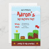 ビデオゲーム誕生日招待状 招待状 (正面/裏面)