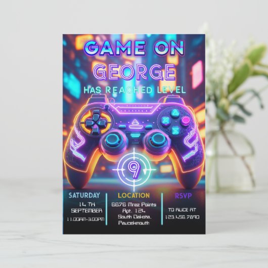 ビデオゲーム誕生日 招待状 (スタンド正面)