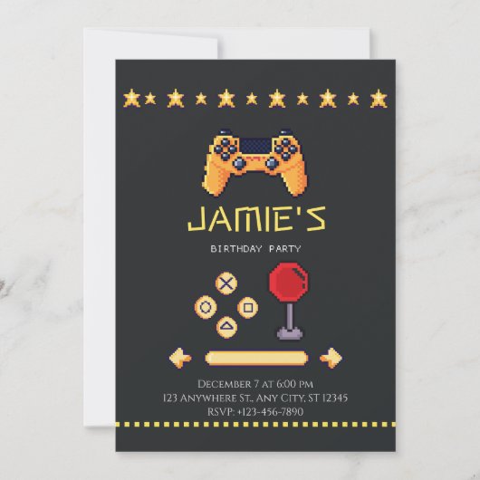 ビデオゲーム誕生日 招待状 (正面)