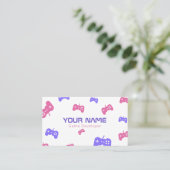 ビデオゲーム開発者テスターコンソールピンク&紫 名刺 (スタンド正面)