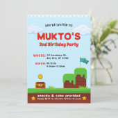 ビデオゲーム2nd誕生日パーティー | ボーイ編集テンプレート 招待状 (スタンド正面)