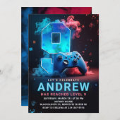 ビデオゲーム9th誕生日パーティー 招待状 (正面/裏面)