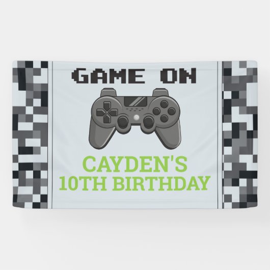 ビデオゲーム ゲームオン 誕生日パーティーバナー  横断幕 (横)