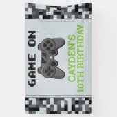 ビデオゲーム ゲームオン 誕生日パーティーバナー  横断幕 (縦)