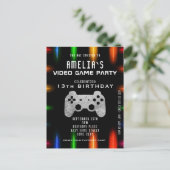 ビデオゲーム コントローラー ネオン ゲーム 誕生日 カード (スタンド正面)