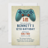 ビデオゲーム シンプル レトロ バースデー 招待状 (正面)